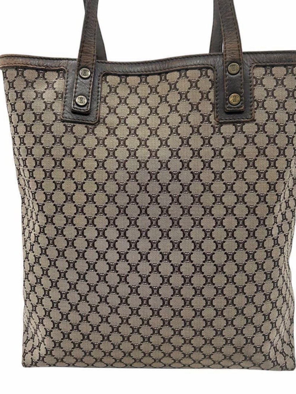 Vintage Celine Macadam Monogram Tote Bag Brown PVC Leather Shoulder Tote Italy - Picture 6 of 13
